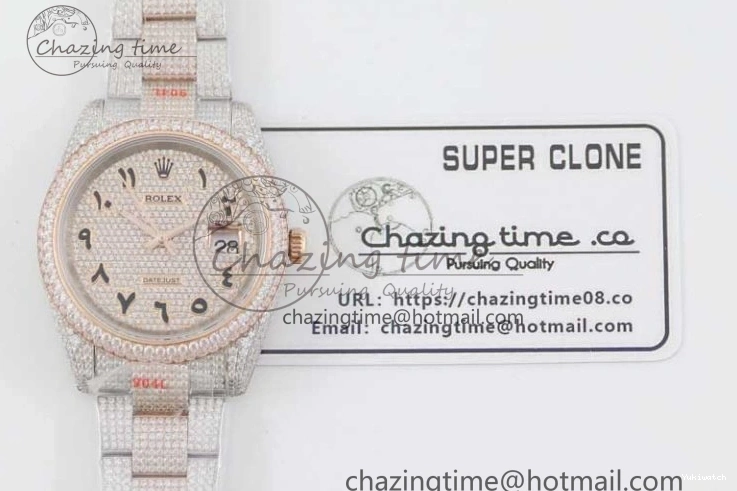 Markers Dial SS Edition A2824 Best Arabic Full on RG 41 Diamonds Bracelet TWF 1:1 Datejust 0313